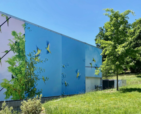 L'oiseau bleu, installation Collectif 1m83, Palais des Nations, Genève