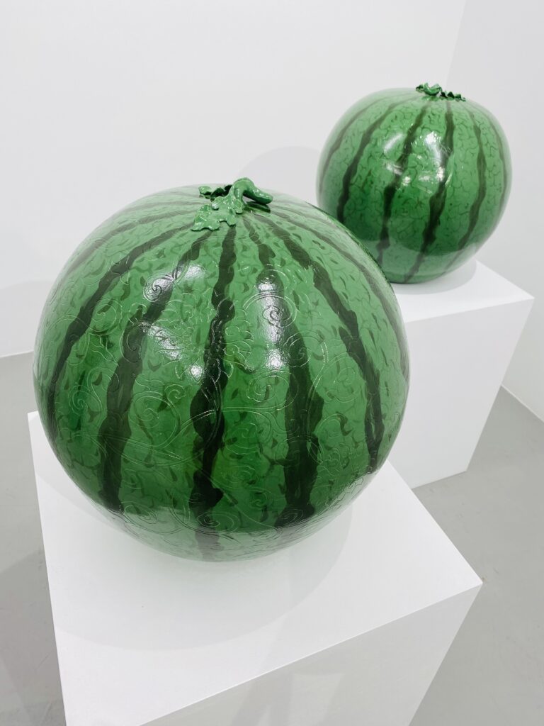 Ai Weiwei, Watermelon, 2019, Porcelain. Gowen Contemporary exhibition “Melting Pot” September 2022. Photo: K. Knupp